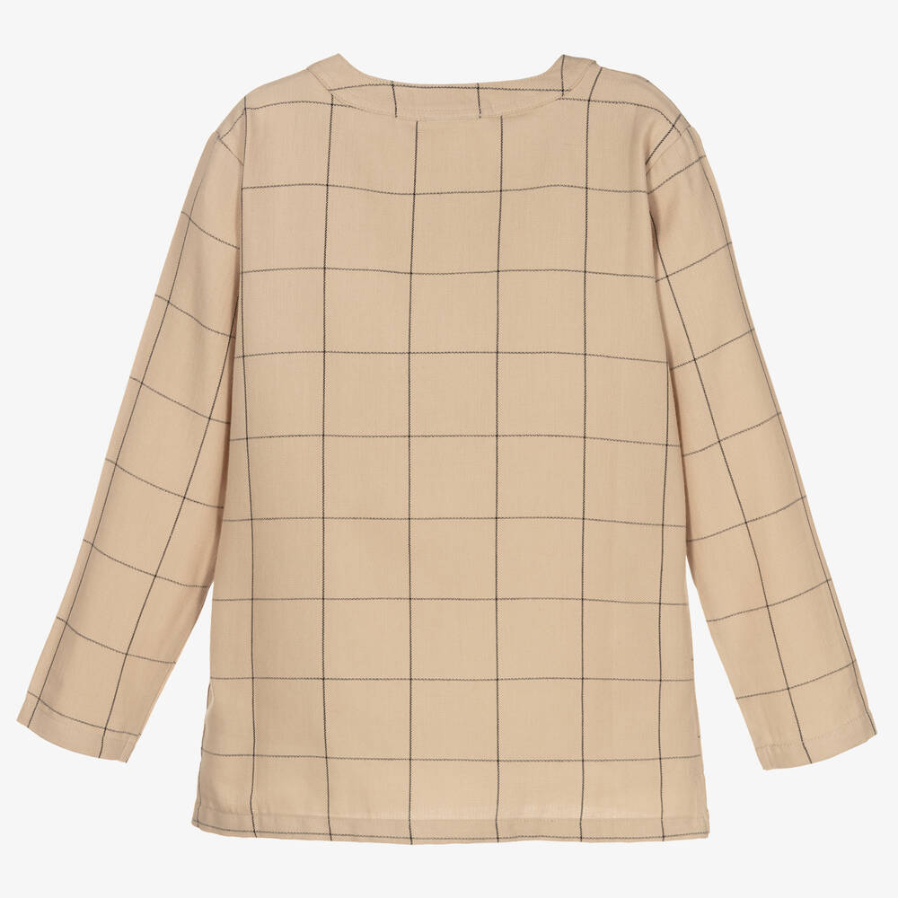 Turtledove London-Beige Organic Cotton Shirt | Childrensalon Outlet