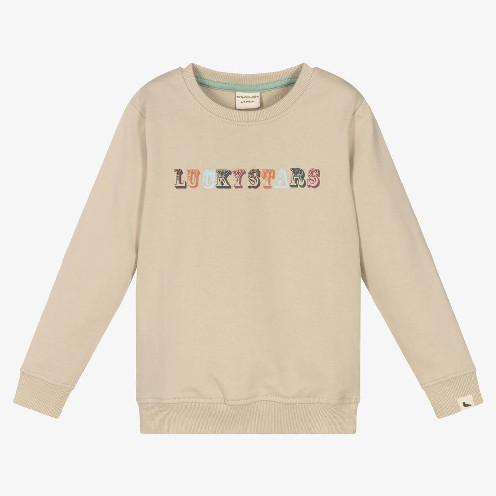 Turtledove London - Beige Organic Cotton Sweatshirt  | Childrensalon