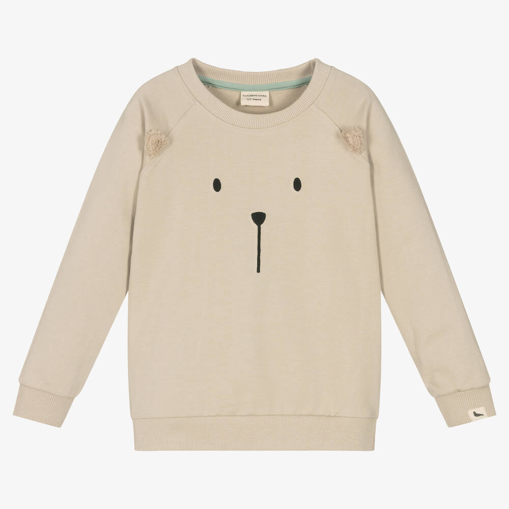 Turtledove London-Beige Organic Cotton Sweatshirt  | Childrensalon Outlet