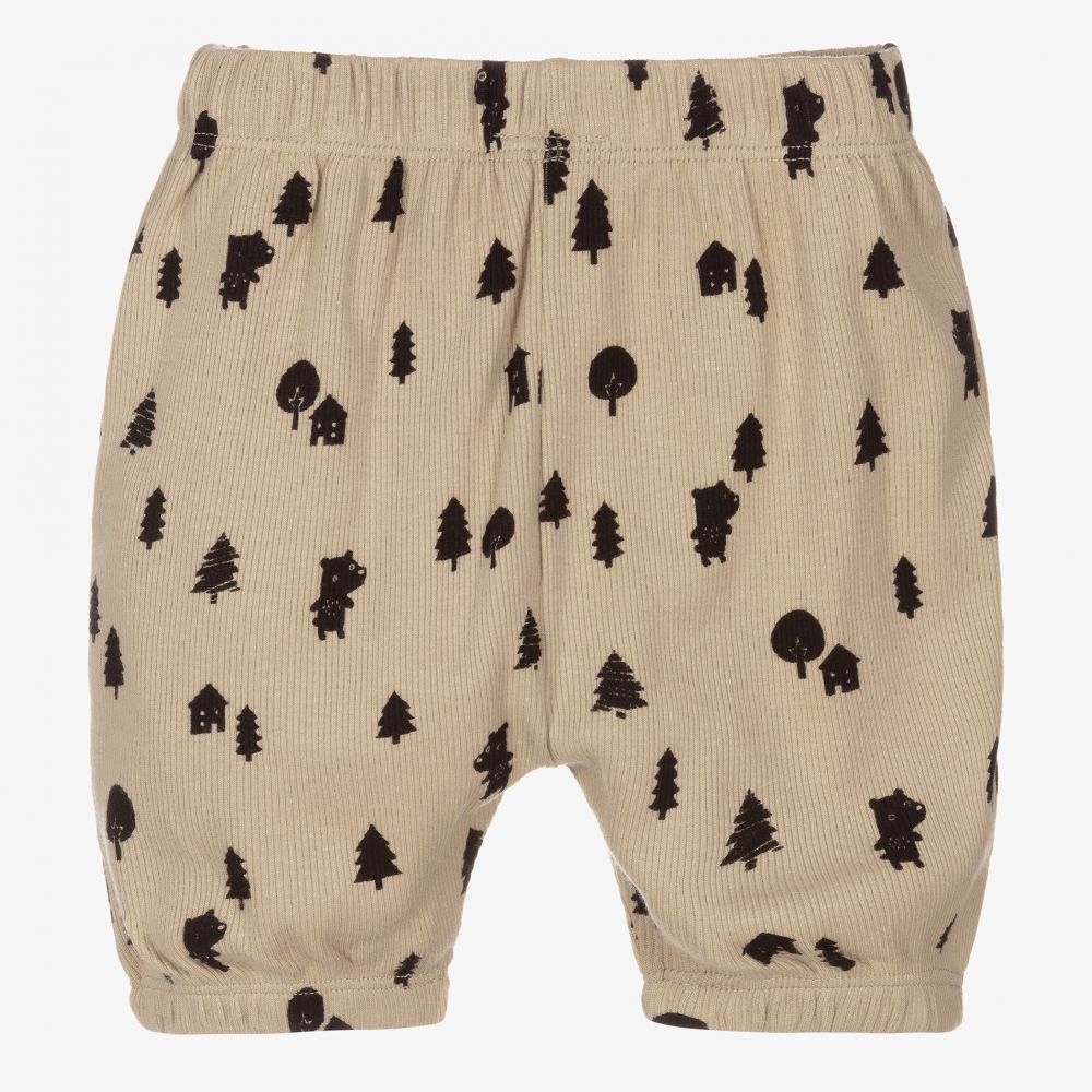 Turtledove London-Beige Ribbed Cotton Shorts | Childrensalon Outlet