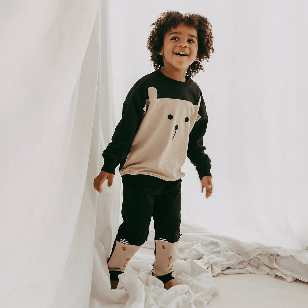 Turtledove London-Black & Beige Joggers | Childrensalon Outlet