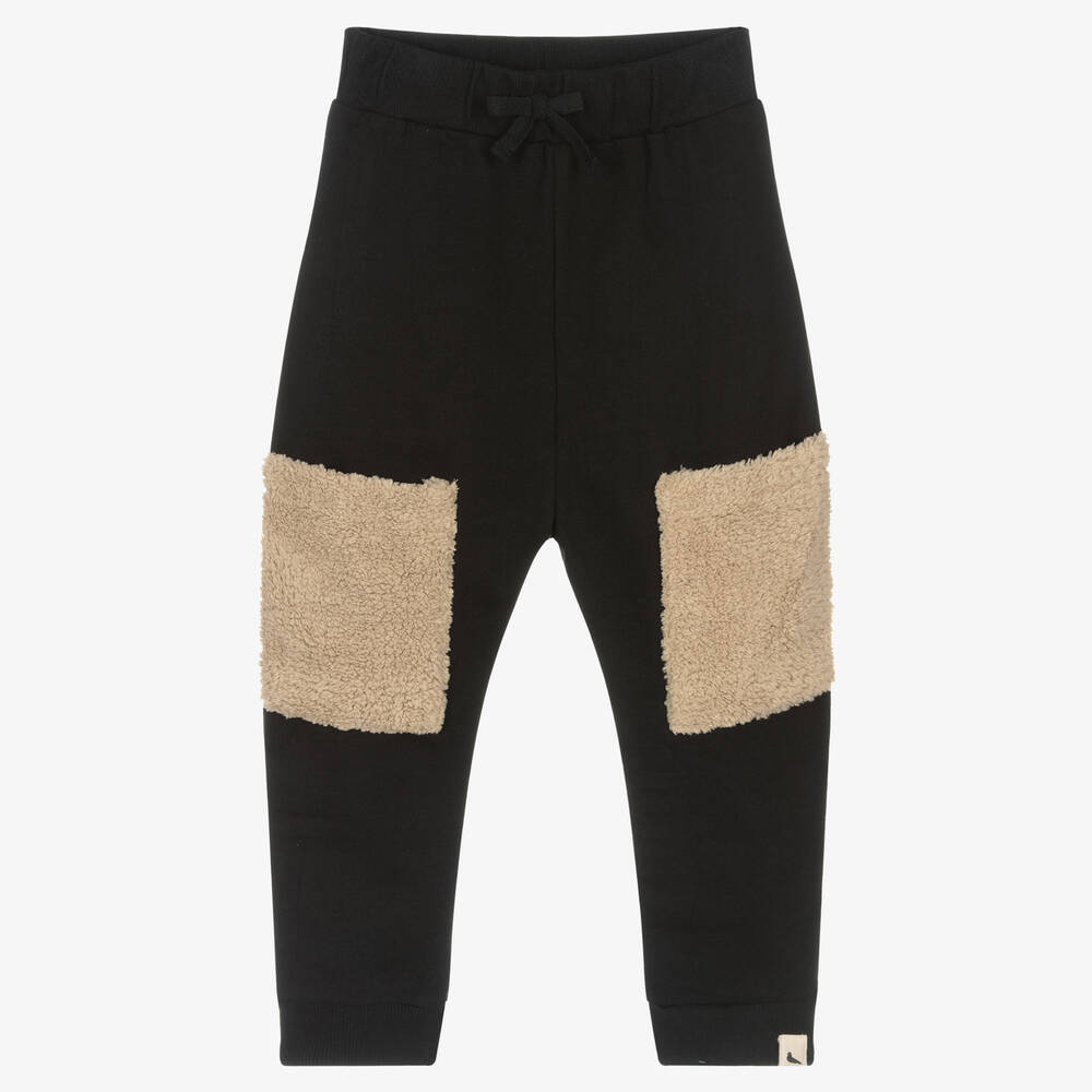 Turtledove London-Black Organic Cotton Joggers  | Childrensalon Outlet