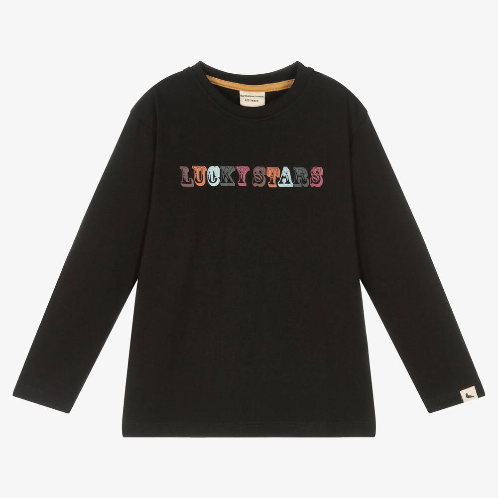 Turtledove London - Black Organic Cotton Logo Top  | Childrensalon