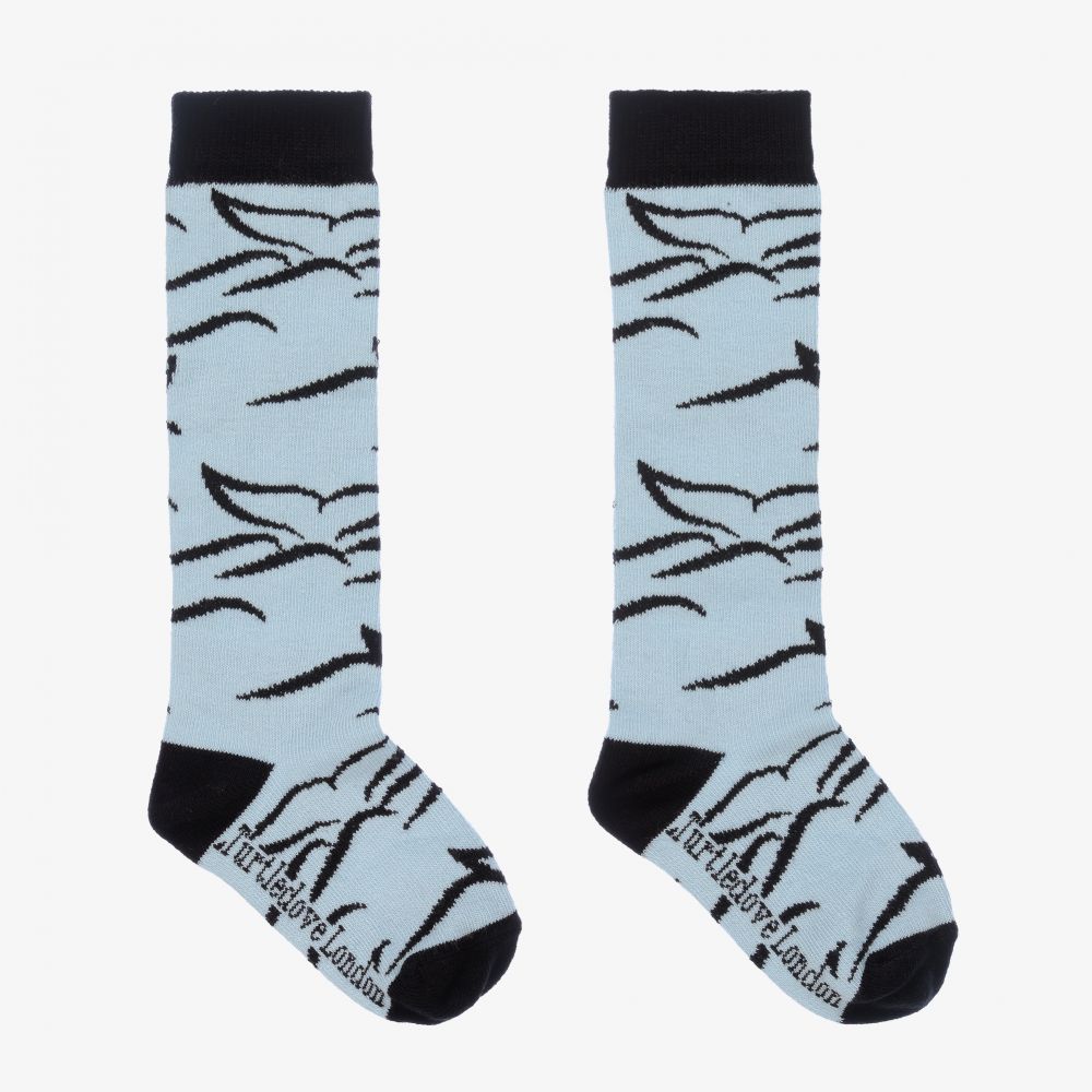 Turtledove London - Blue & Black Cotton Socks | Childrensalon