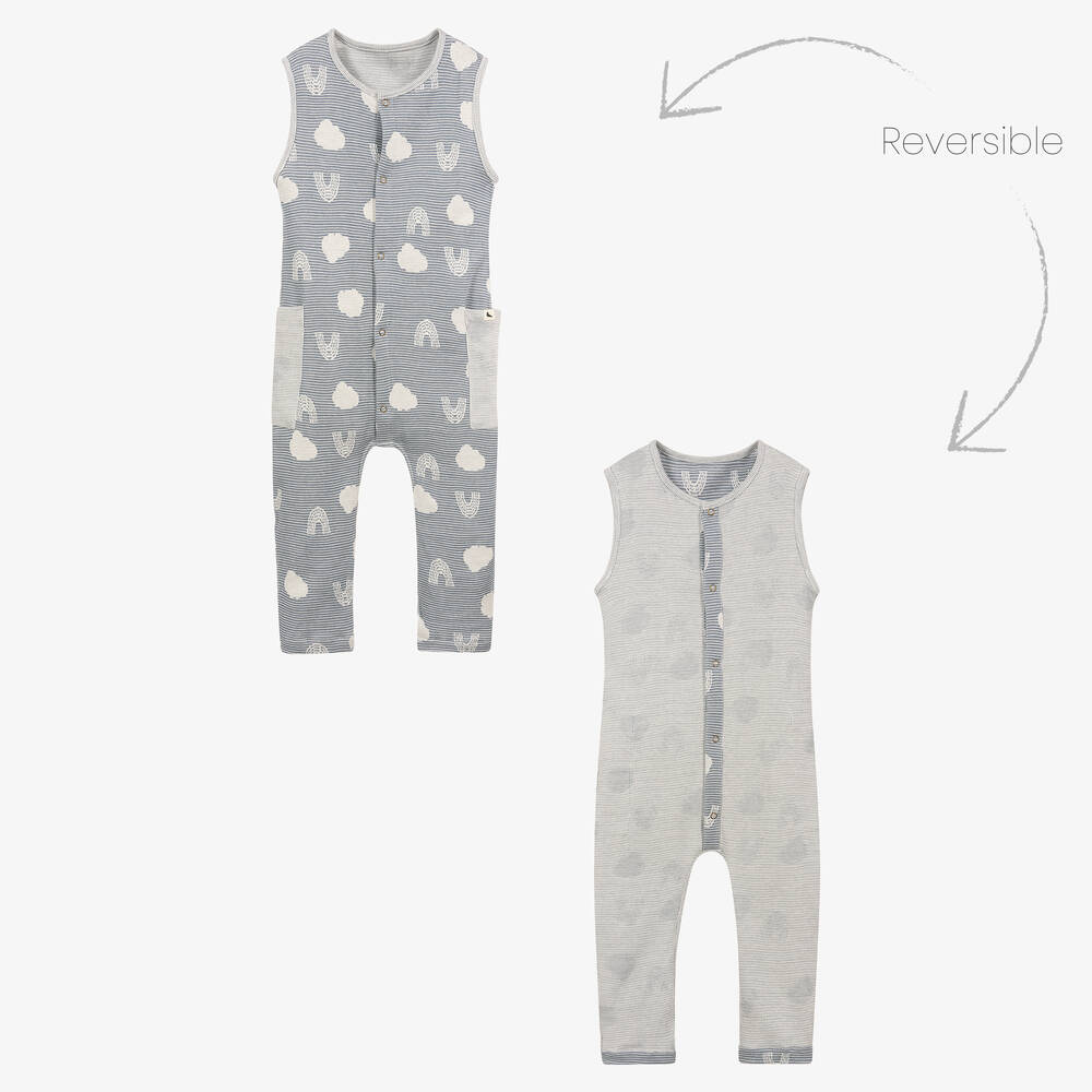 Turtledove London - Blue Cotton Reversible Jumpsuit | Childrensalon