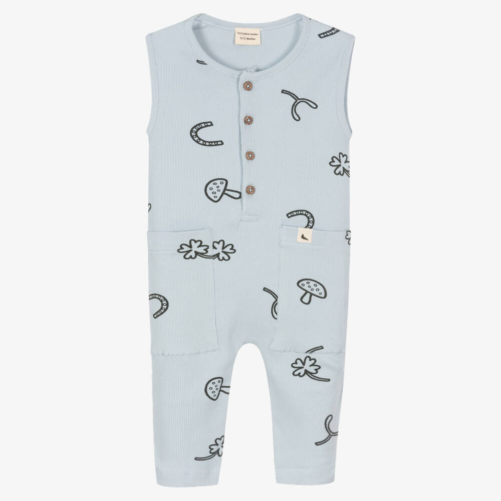 Turtledove London - Blue Organic Cotton Jumpsuit | Childrensalon