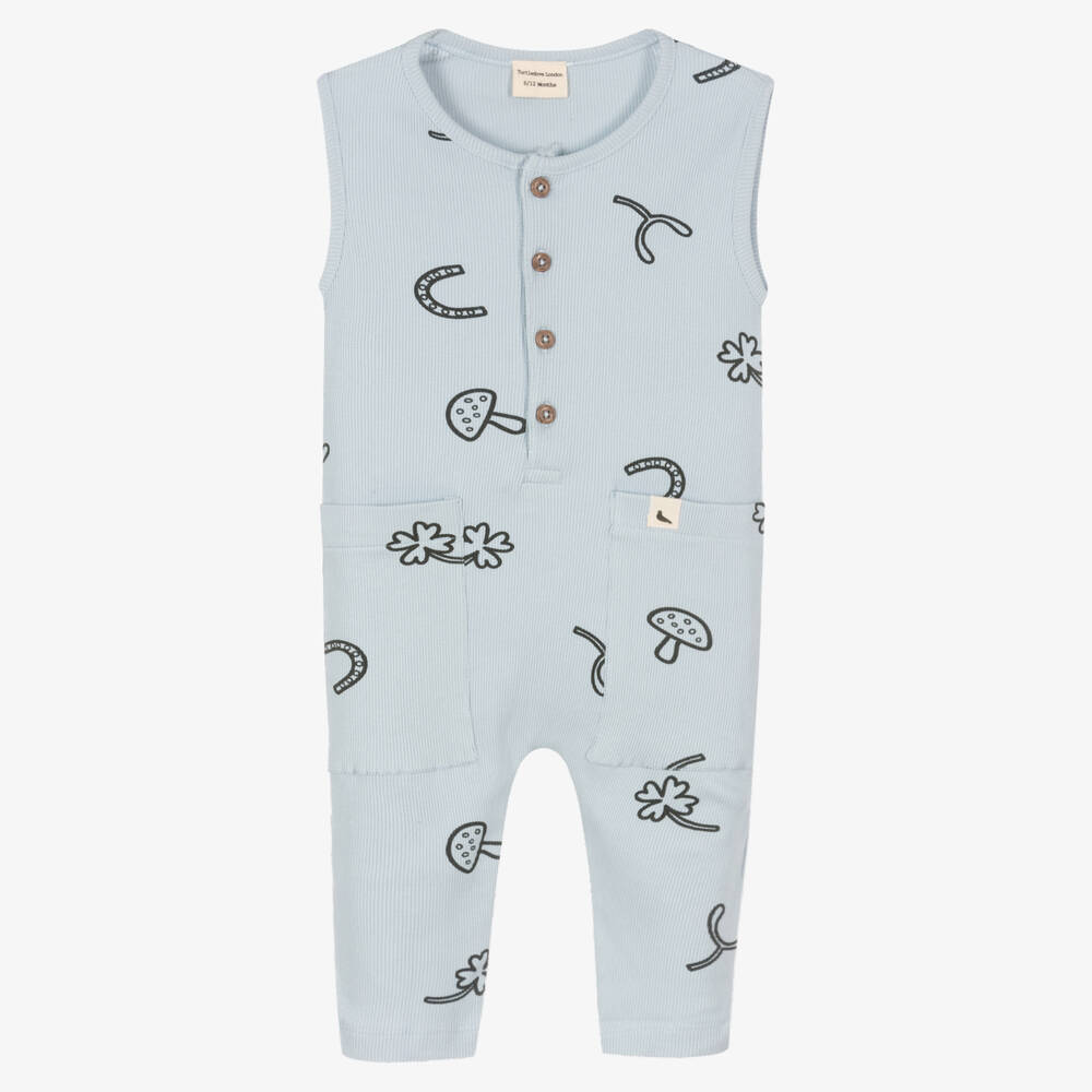 Turtledove London-Blue Organic Cotton Jumpsuit | Childrensalon Outlet