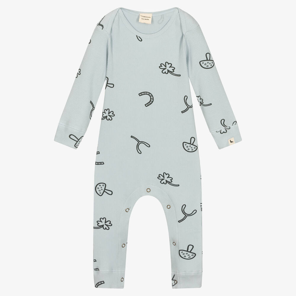 Turtledove London-Blue Organic Cotton Romper | Childrensalon Outlet
