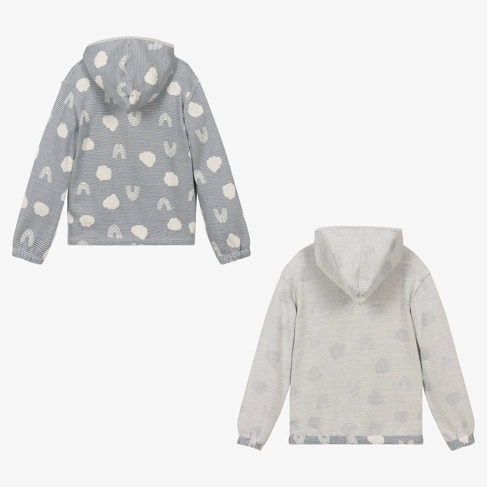 Turtledove London-Blue Reversible Cotton Hoodie | Childrensalon Outlet