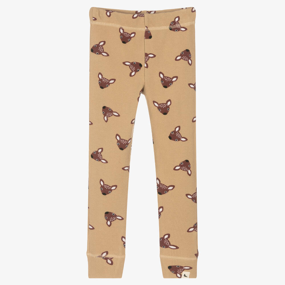 Turtledove London - Brown Organic Cotton Printed Leggings  | Childrensalon