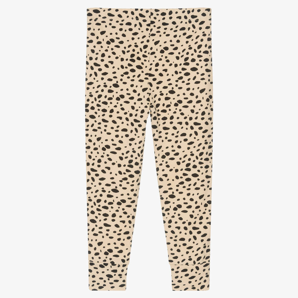 Turtledove London-Girls Beige Organic Cotton Leggings  | Childrensalon Outlet