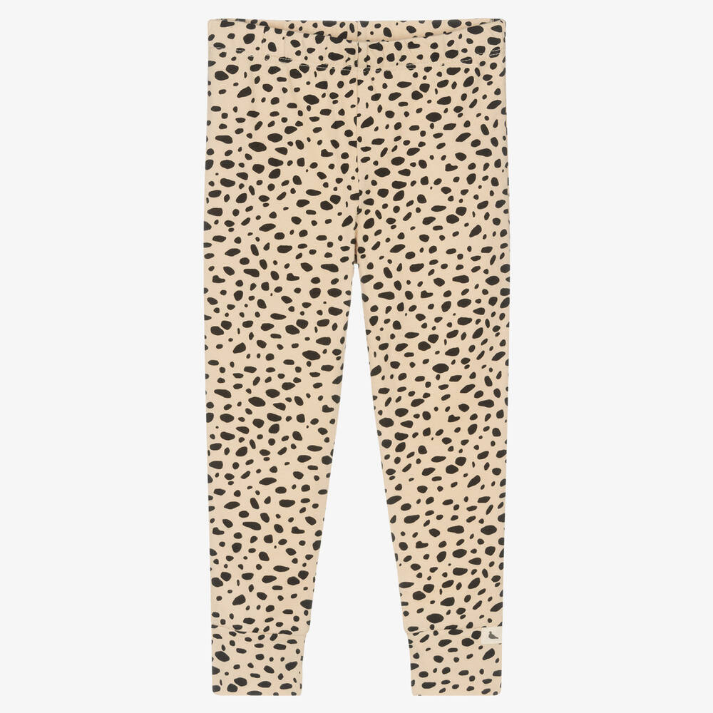 Turtledove London - Girls Beige Organic Cotton Leggings  | Childrensalon