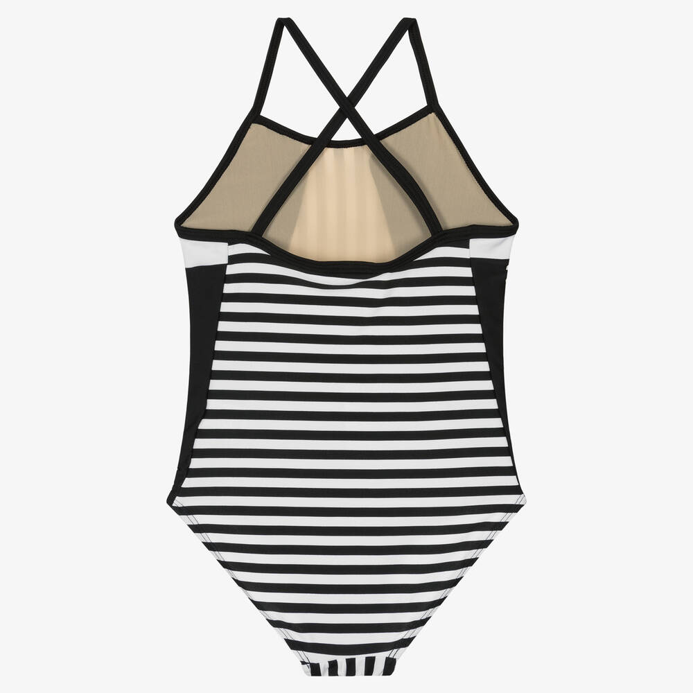 Turtledove London-Girls Black & White Stripe Swimsuit (UPF50+) | Childrensalon Outlet