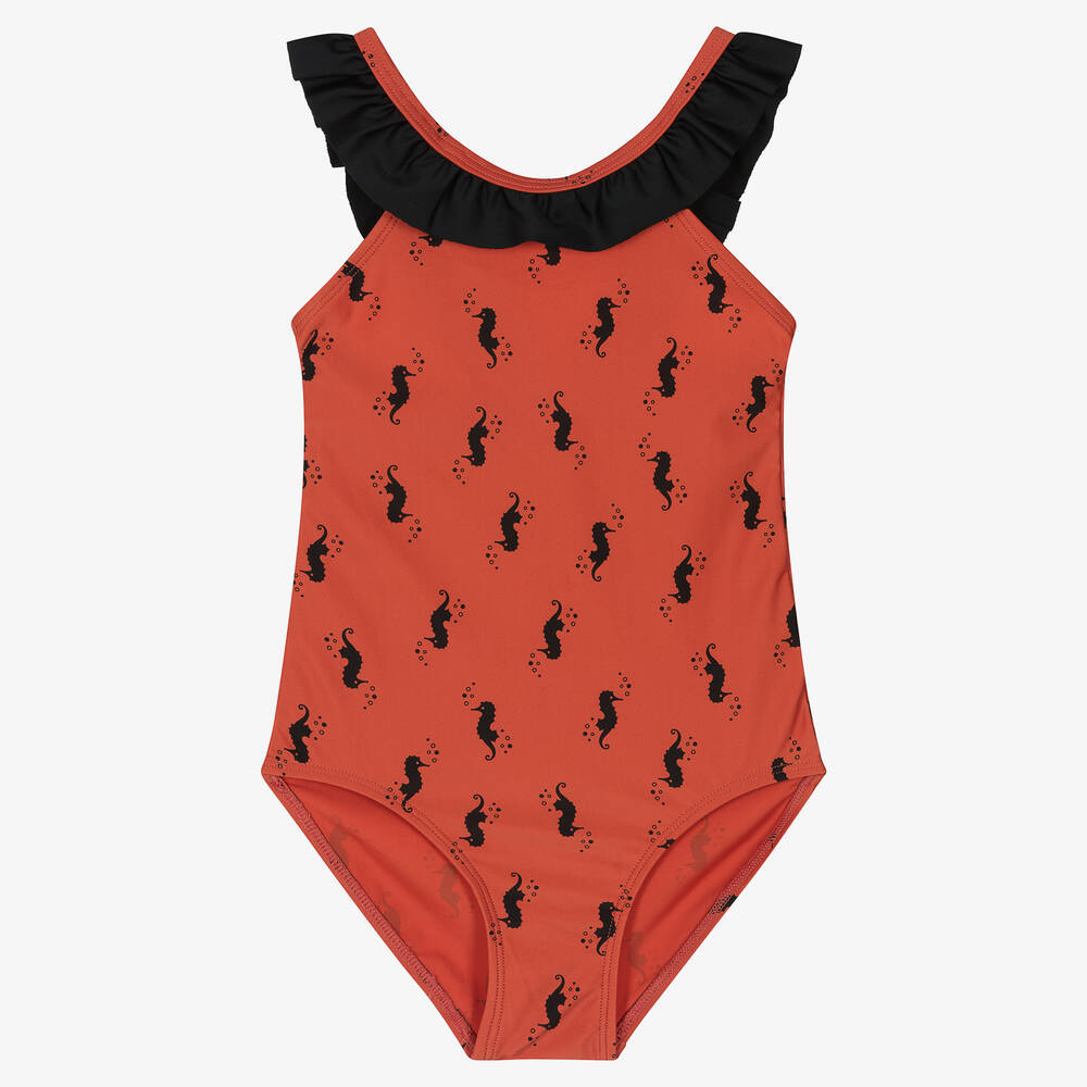 Turtledove London - Girls Red Seahorse Swimsuit | Childrensalon