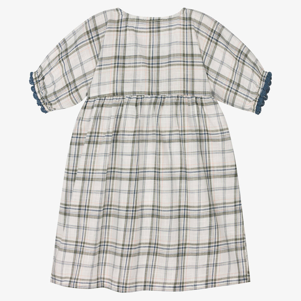 Turtledove London-Girls White Check Cotton Dress | Childrensalon Outlet