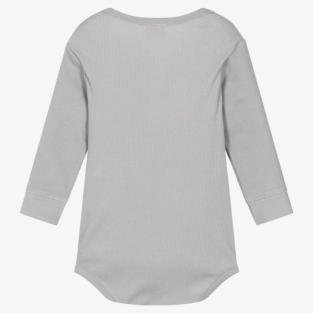 Turtledove London-Grey Organic Cotton Baby Bodyvest | Childrensalon Outlet