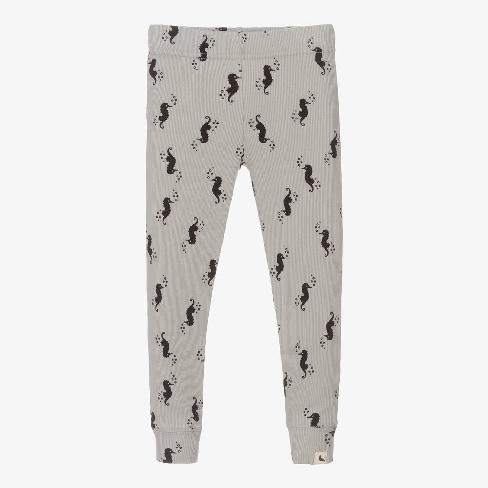 Turtledove London - Grey Organic Cotton Rib Leggings | Childrensalon