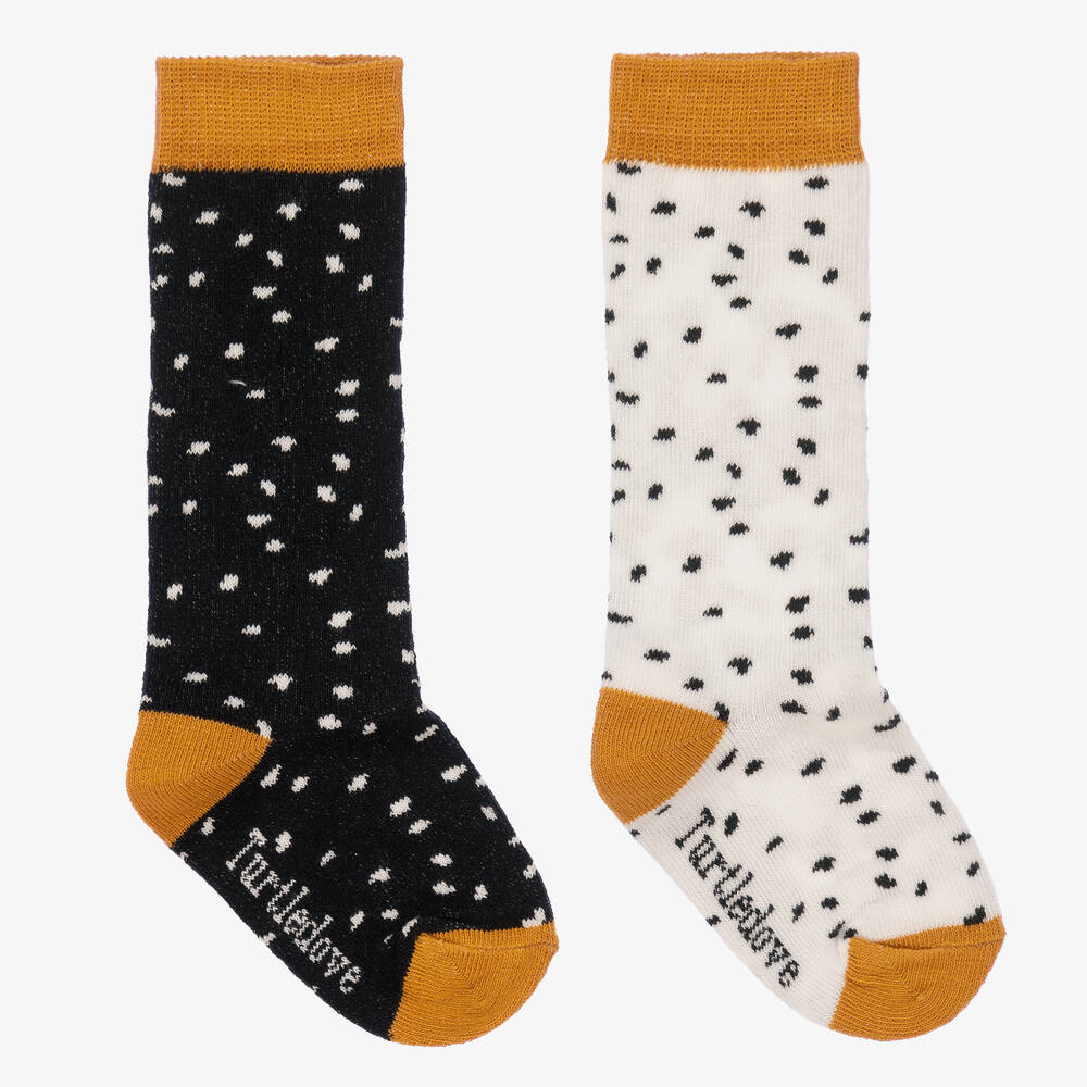 Turtledove London - Ivory & Black Cotton Socks | Childrensalon