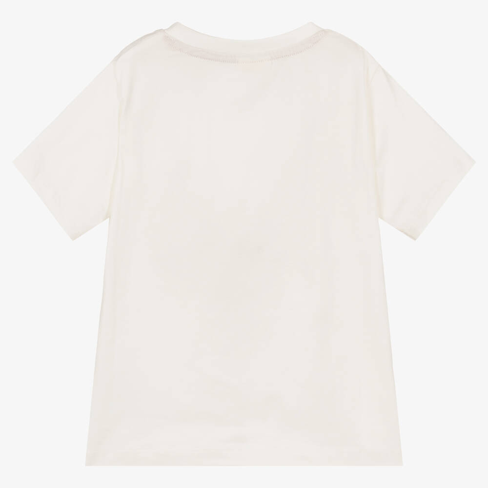 Turtledove London-Ivory Organic Cotton T-Shirt | Childrensalon Outlet