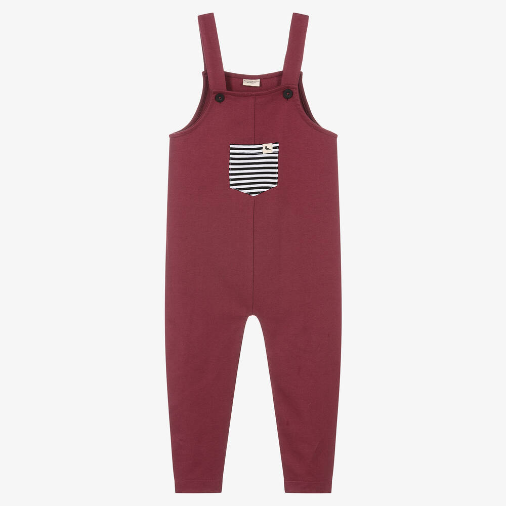 Turtledove London - Red Organic Cotton Dungarees | Childrensalon