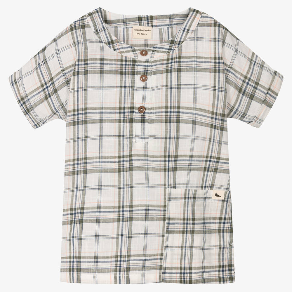 Turtledove London - White Check Cotton Shirt | Childrensalon