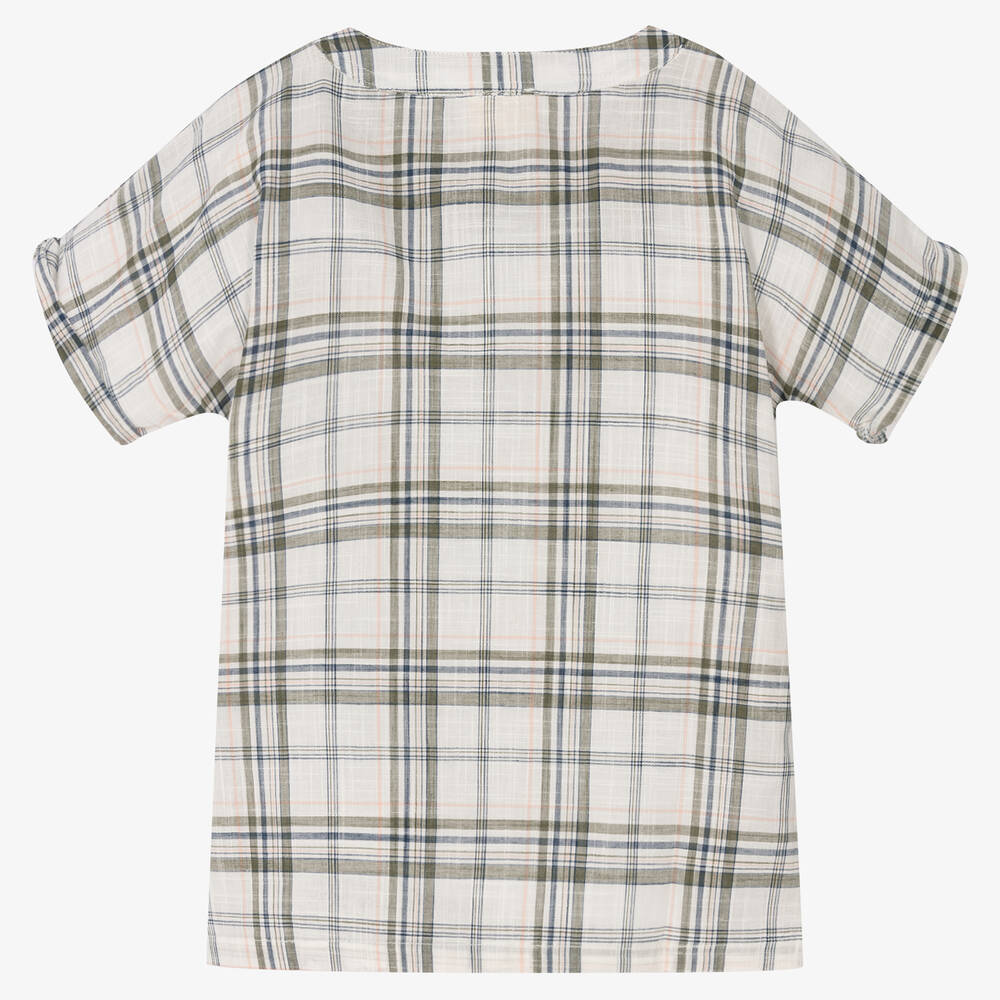 Turtledove London-White Check Cotton Shirt | Childrensalon Outlet