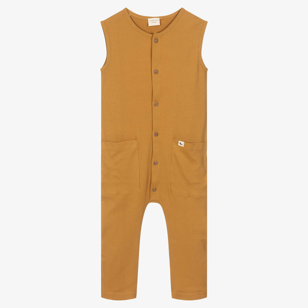 Turtledove London - Yellow Organic Cotton Rib Jumpsuit | Childrensalon