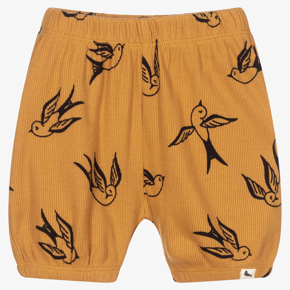 Turtledove London - Yellow Ribbed Cotton Shorts | Childrensalon