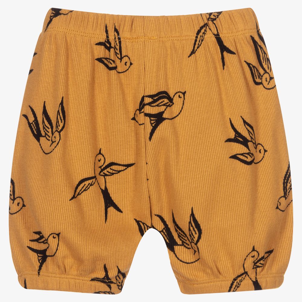 Turtledove London-Yellow Ribbed Cotton Shorts | Childrensalon Outlet