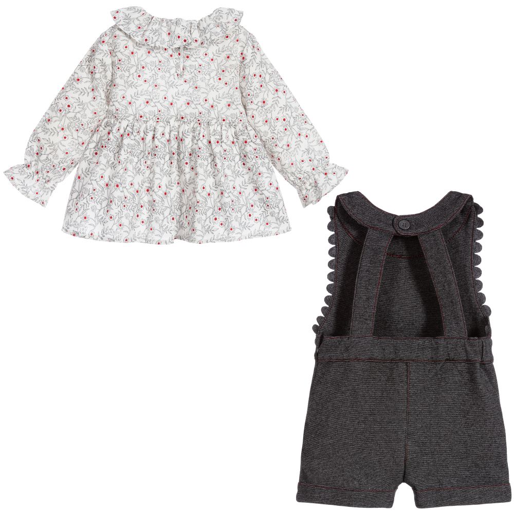 Tutto Piccolo-طقم شورت دانغري 3 قطع قطن لون عاجي، رمادي وأحمر | Childrensalon Outlet