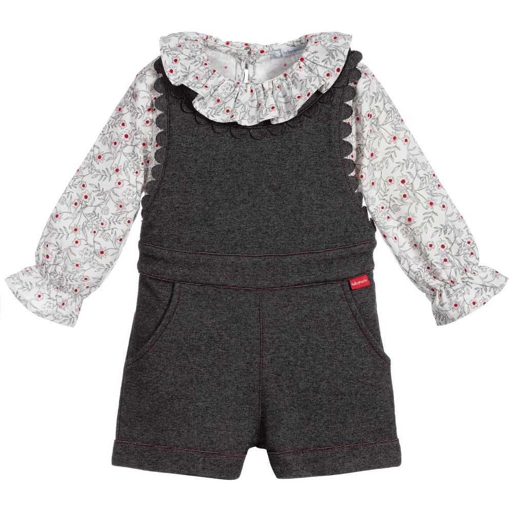 Tutto Piccolo - 3 Piece Dungaree & Blouse Set | Childrensalon