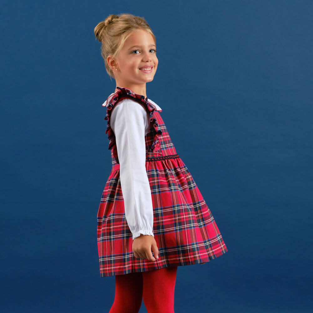 Tutto Piccolo-3 Piece Red Pinafore Dress Set | Childrensalon Outlet