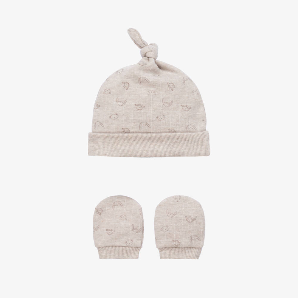 Tutto Piccolo-Baby Beige Hat and Mittens Set | Childrensalon Outlet