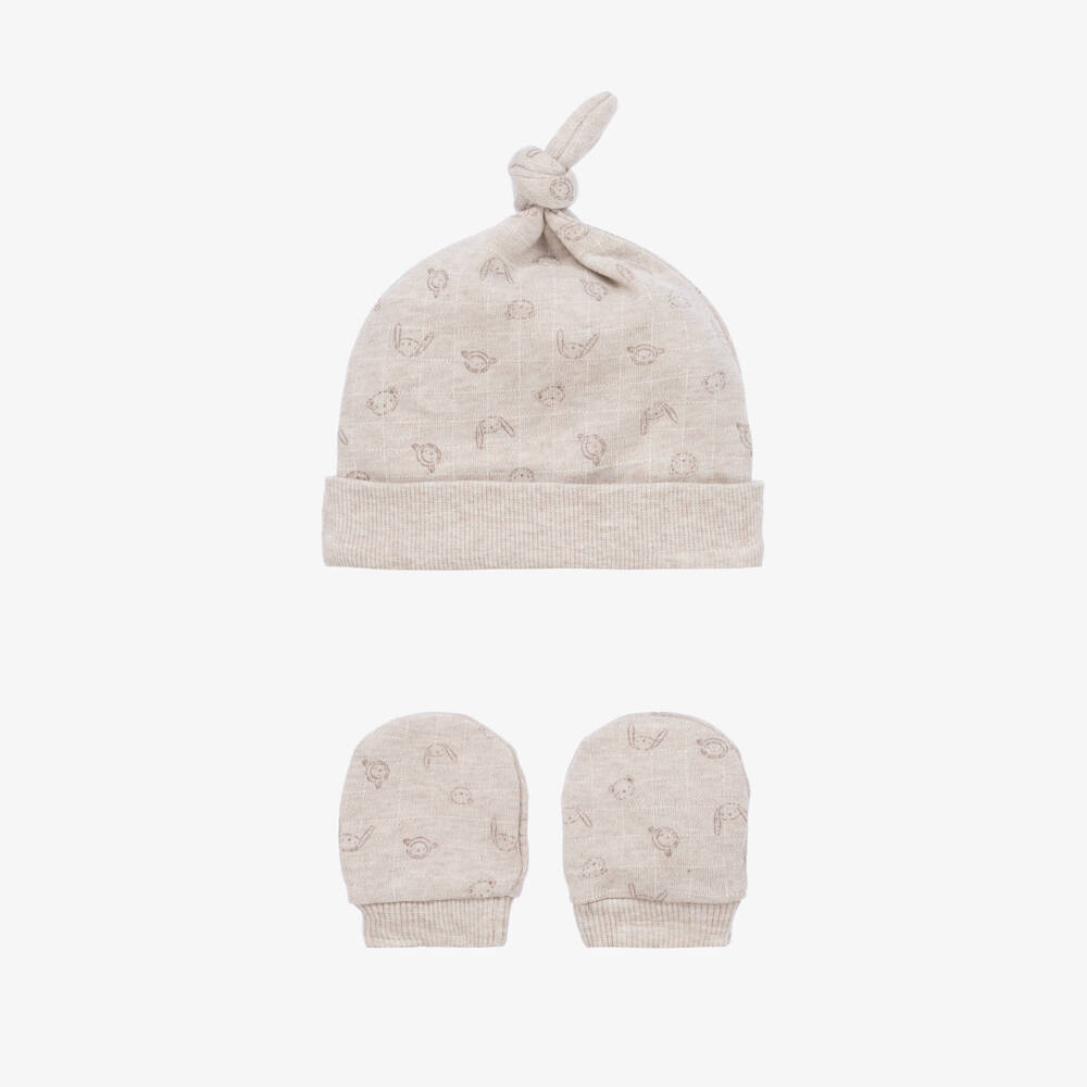Tutto Piccolo-Baby Beige Hat and Mittens Set | Childrensalon Outlet
