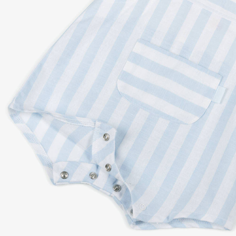 Tutto Piccolo-Baby Boy Striped Cotton Romper | Childrensalon Outlet