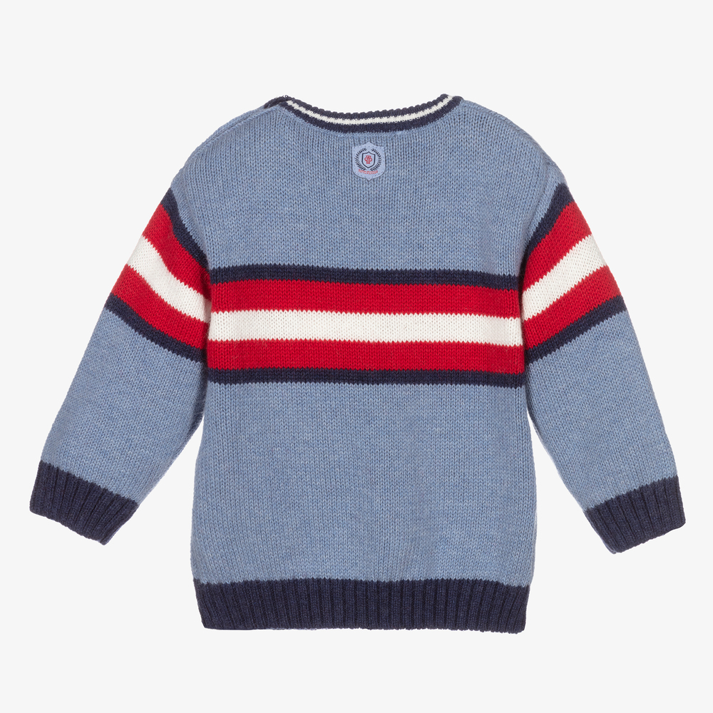 Tutto Piccolo-Baby Boys Blue Cotton Sweater | Childrensalon Outlet