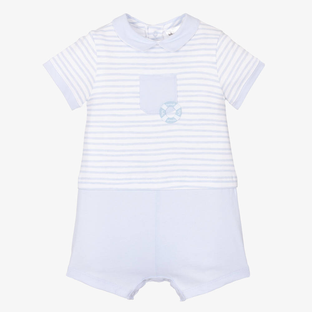 Tutto Piccolo - Baby Boys Blue Striped Cotton Shortie | Childrensalon