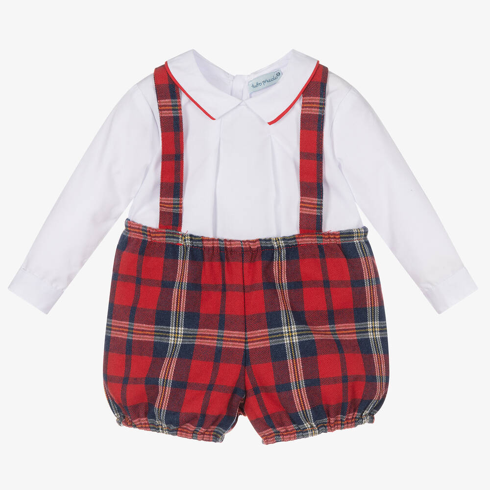 Tutto Piccolo - Baby Boys Red Check Shorts Set | Childrensalon