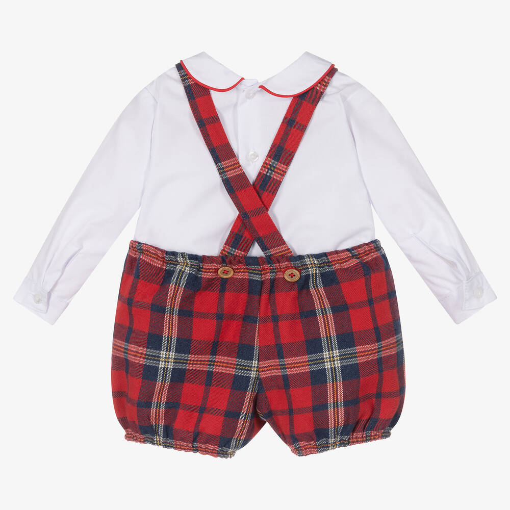 Tutto Piccolo-Baby Boys Red Check Shorts Set | Childrensalon Outlet
