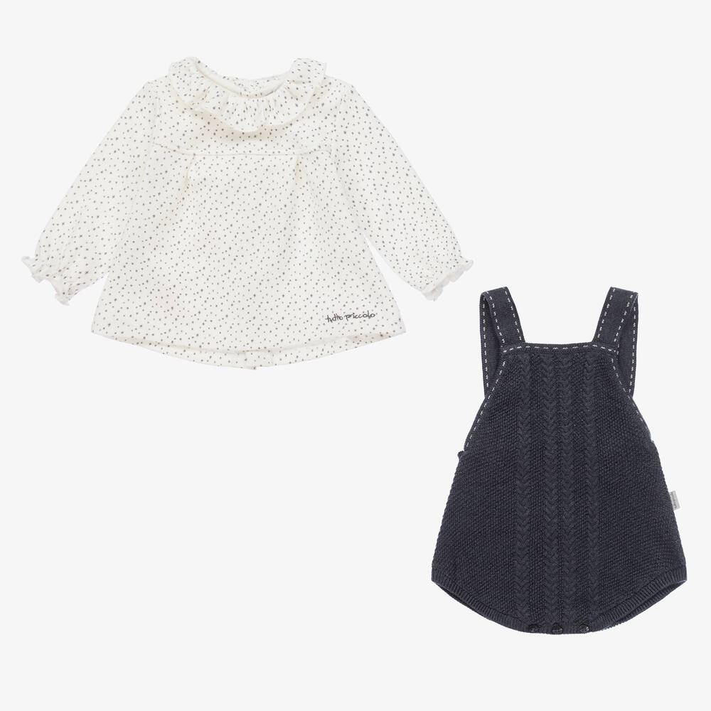Tutto Piccolo Baby Girls Grey Knit Shortie Set Childrensalon Outlet