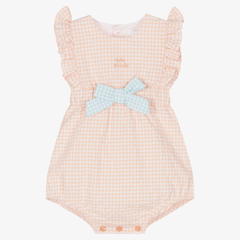 Tutto Piccolo-Оранжевый хлопковый песочник в клетку | Childrensalon Outlet