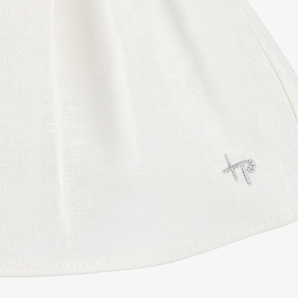 Tutto Piccolo-Baby Girls White Cotton Striped Floral Shorts Set | Childrensalon Outlet