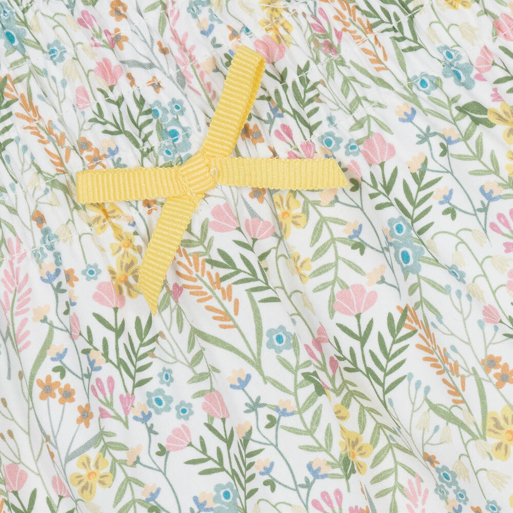 Tutto Piccolo-Baby Girls White Floral Cotton Dress | Childrensalon Outlet