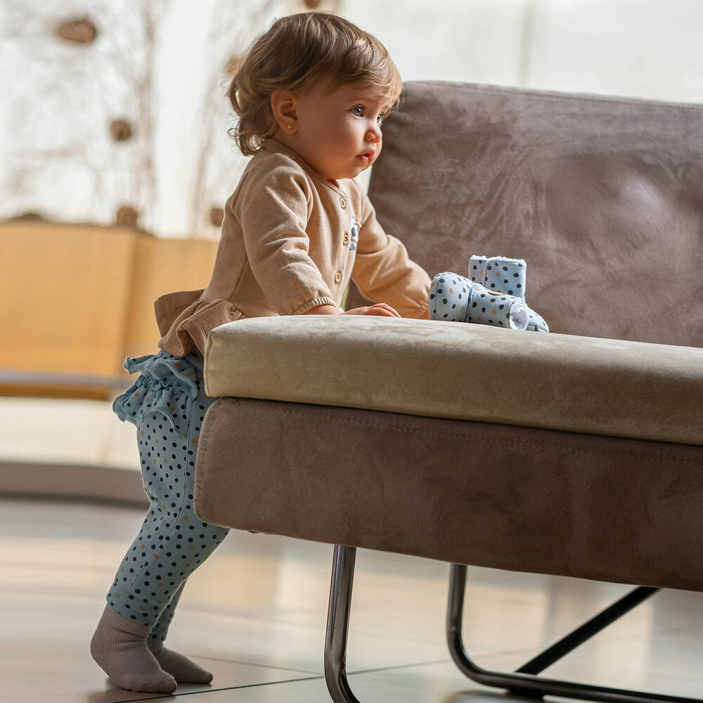 Tutto Piccolo-طقم بنطلون 3 قطع قطن جيرسي لون بيج وأزرق للمولودات | Childrensalon Outlet