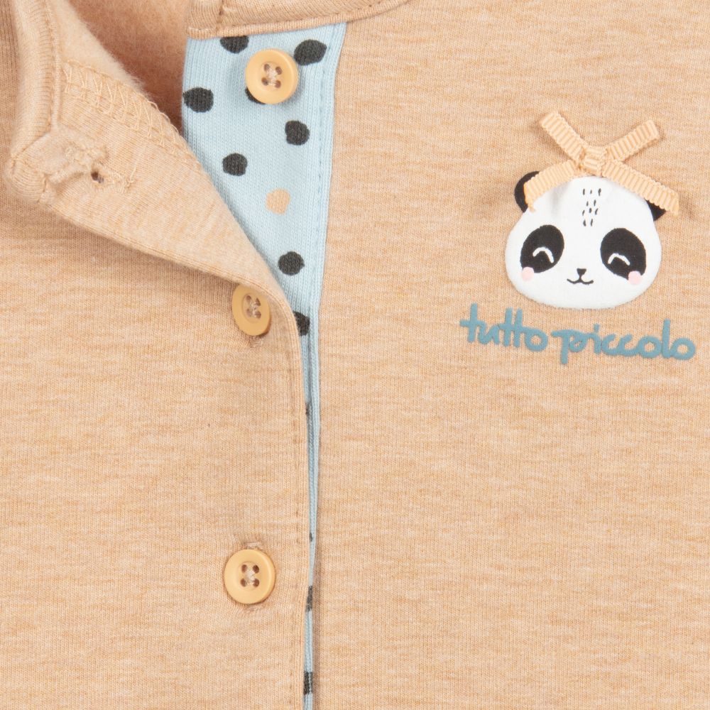 Tutto Piccolo-طقم بنطلون 3 قطع قطن جيرسي لون بيج وأزرق للمولودات | Childrensalon Outlet