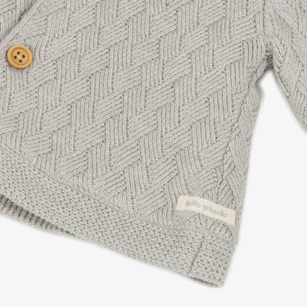 Tutto Piccolo-Beige Cotton Knit Baby Pram Coat with Faux Fur Lining | Childrensalon Outlet