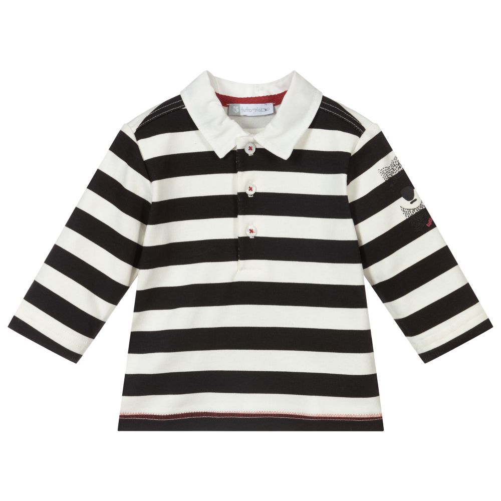 Tutto Piccolo - Black Striped Polo Shirt | Childrensalon