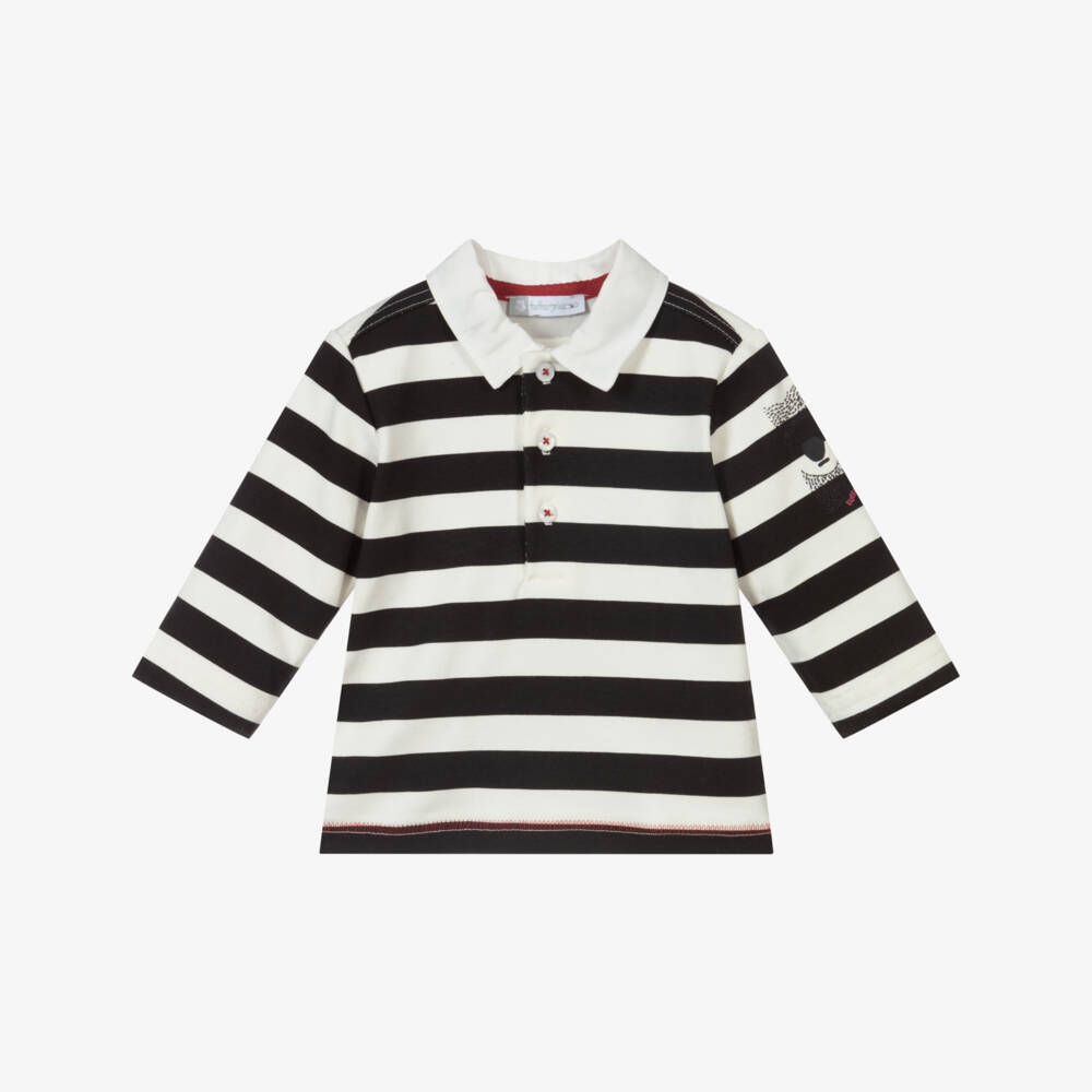 Tutto Piccolo-Black Striped Polo Shirt | Childrensalon Outlet