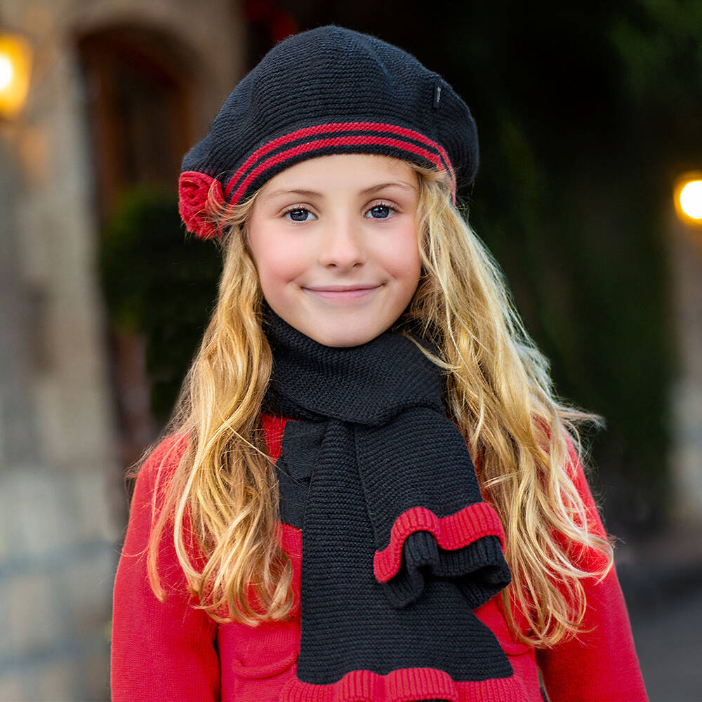 Tutto Piccolo-Blue Cotton Beret & Scarf Set | Childrensalon Outlet