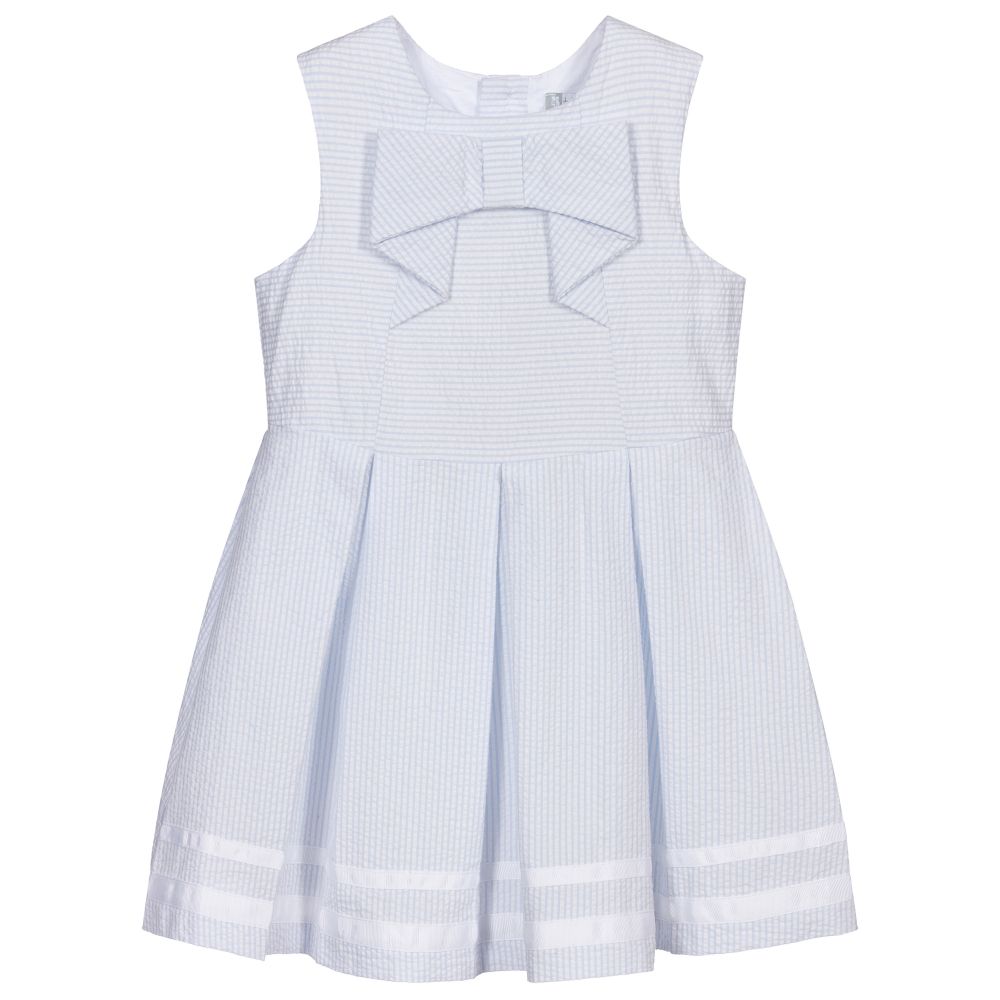 Girls blue seersucker dress discount